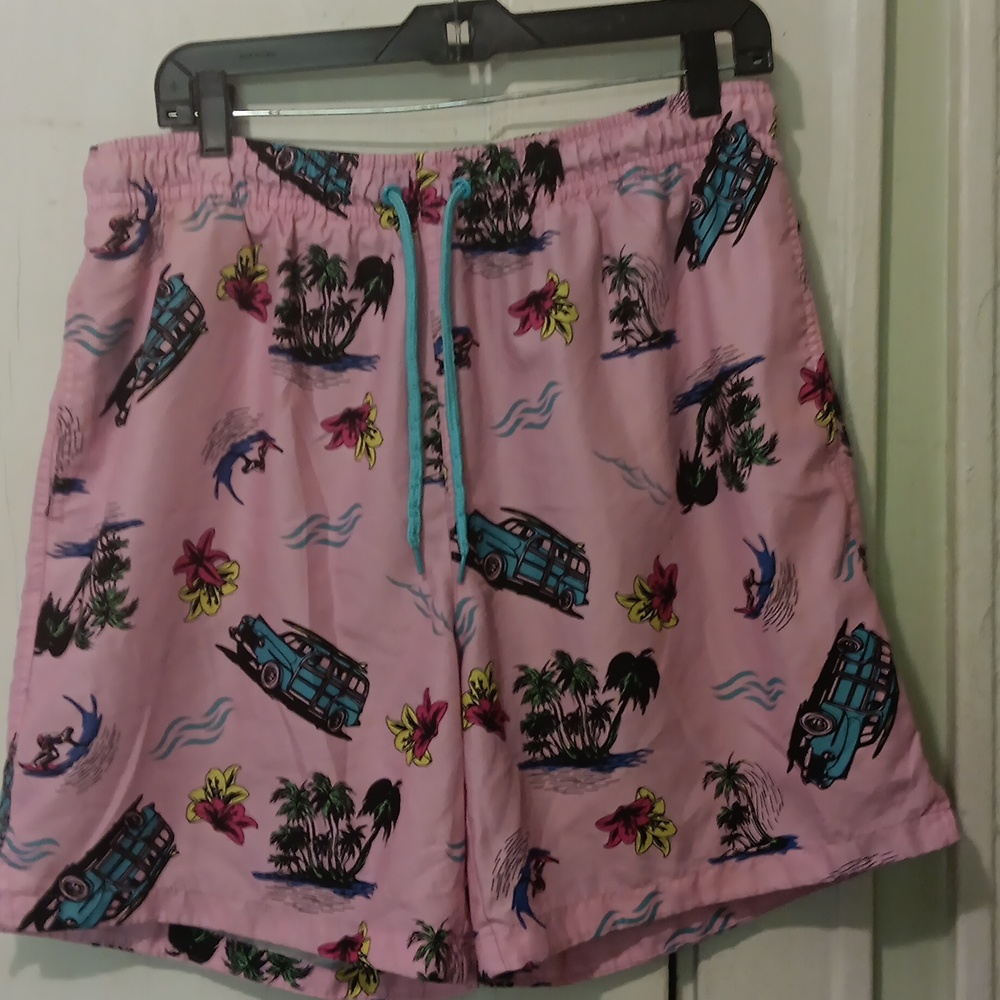 Like New Summer Beach Shorts, Men's, Sz Lg, Pink/Multi